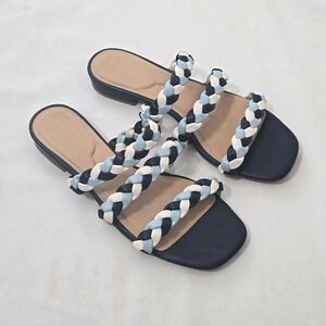 DraperJames RSVP cream colored braided slip on sandals size 8.5